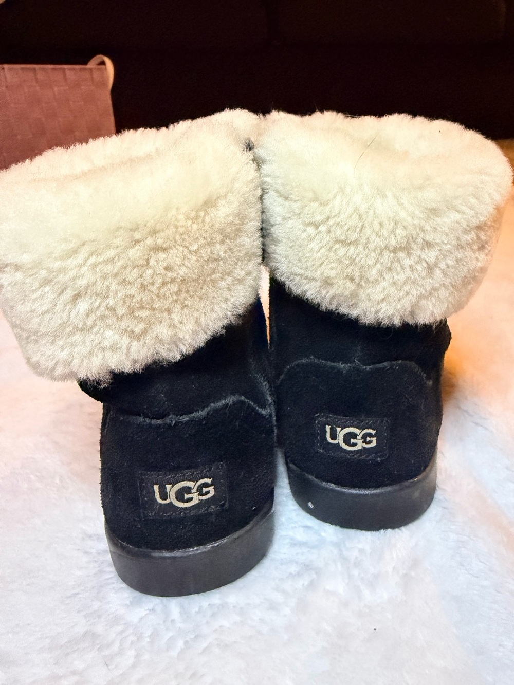 UGG Black and Cream Shearling-Lined Boot